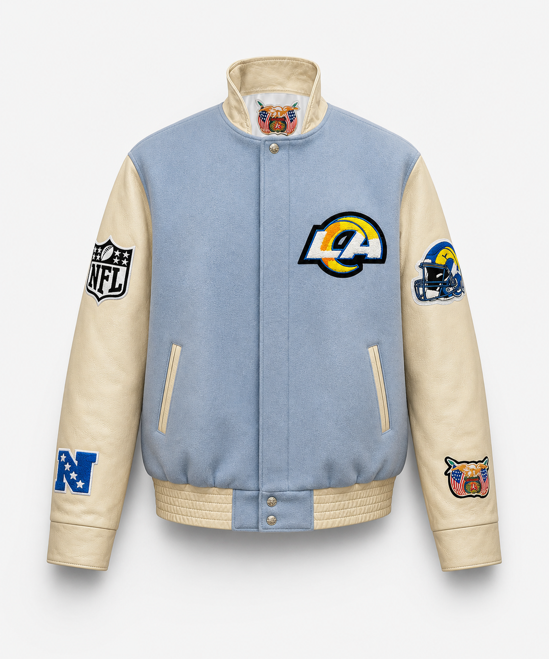 Los Angeles Rams Wool & Leather Varsity Jacket Baby Blue