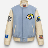 Los Angeles Rams Wool & Leather Varsity Jacket Baby Blue