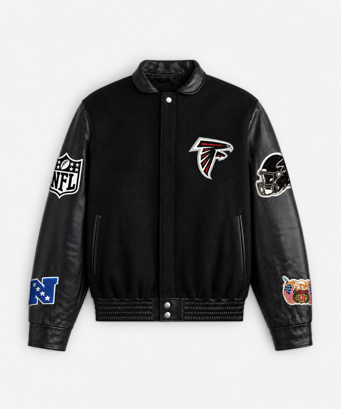 Atlanta Falcons Wool & Leather Varsity Jacket Black/Black