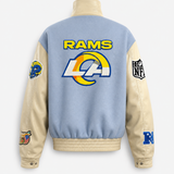 Los Angeles Rams Wool & Leather Varsity Jacket Baby Blue