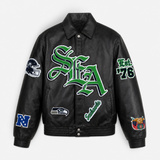 Seattle Seahawks Full Leather Jacket Old English Black