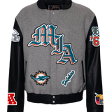 Miami Dolphins Wool & Leather Old English Varsity Jacket
