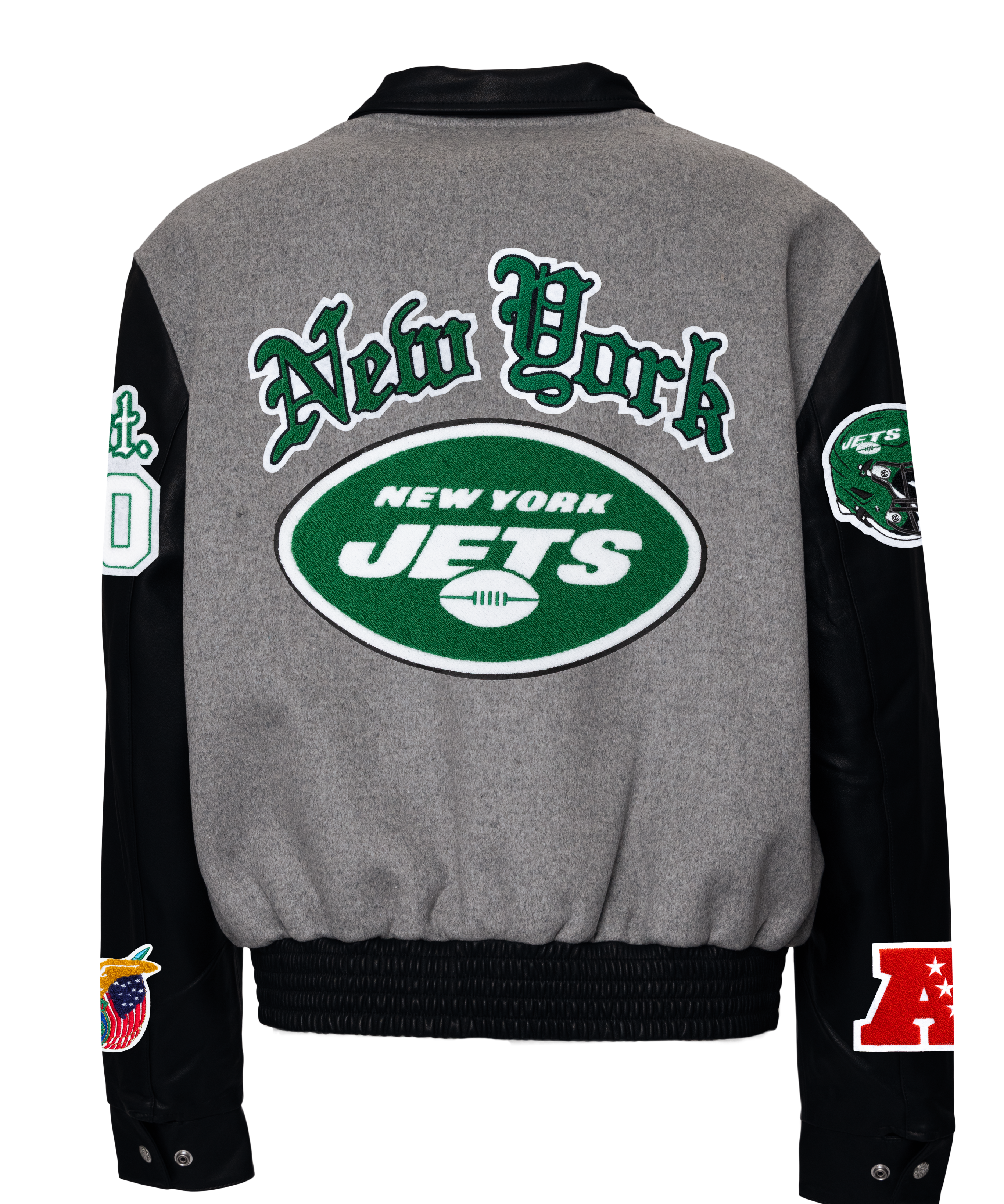 New York Jets Wool & Leather Old English Varsity Jacket