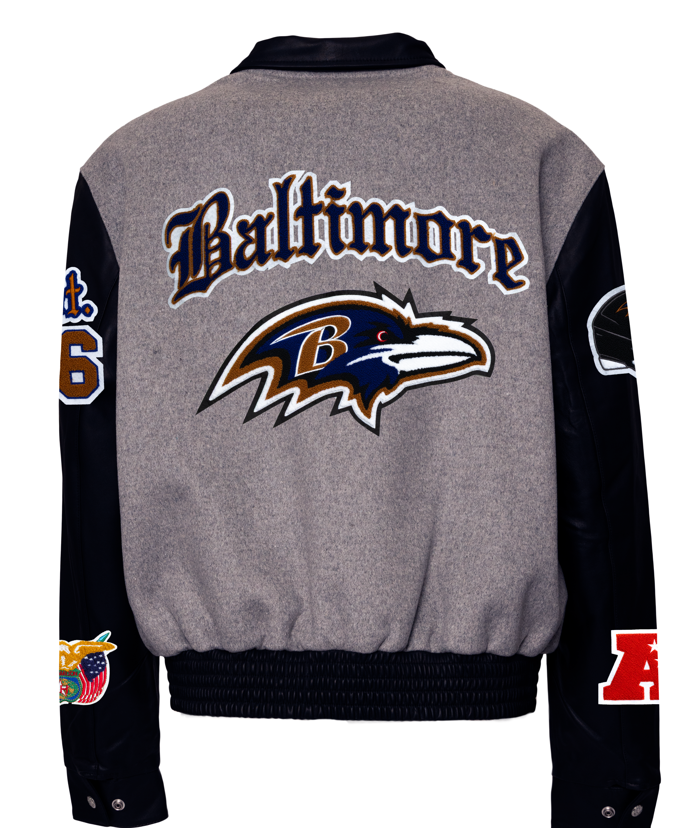 Baltimore Ravens Wool & Leather Old English Varsity Jacket