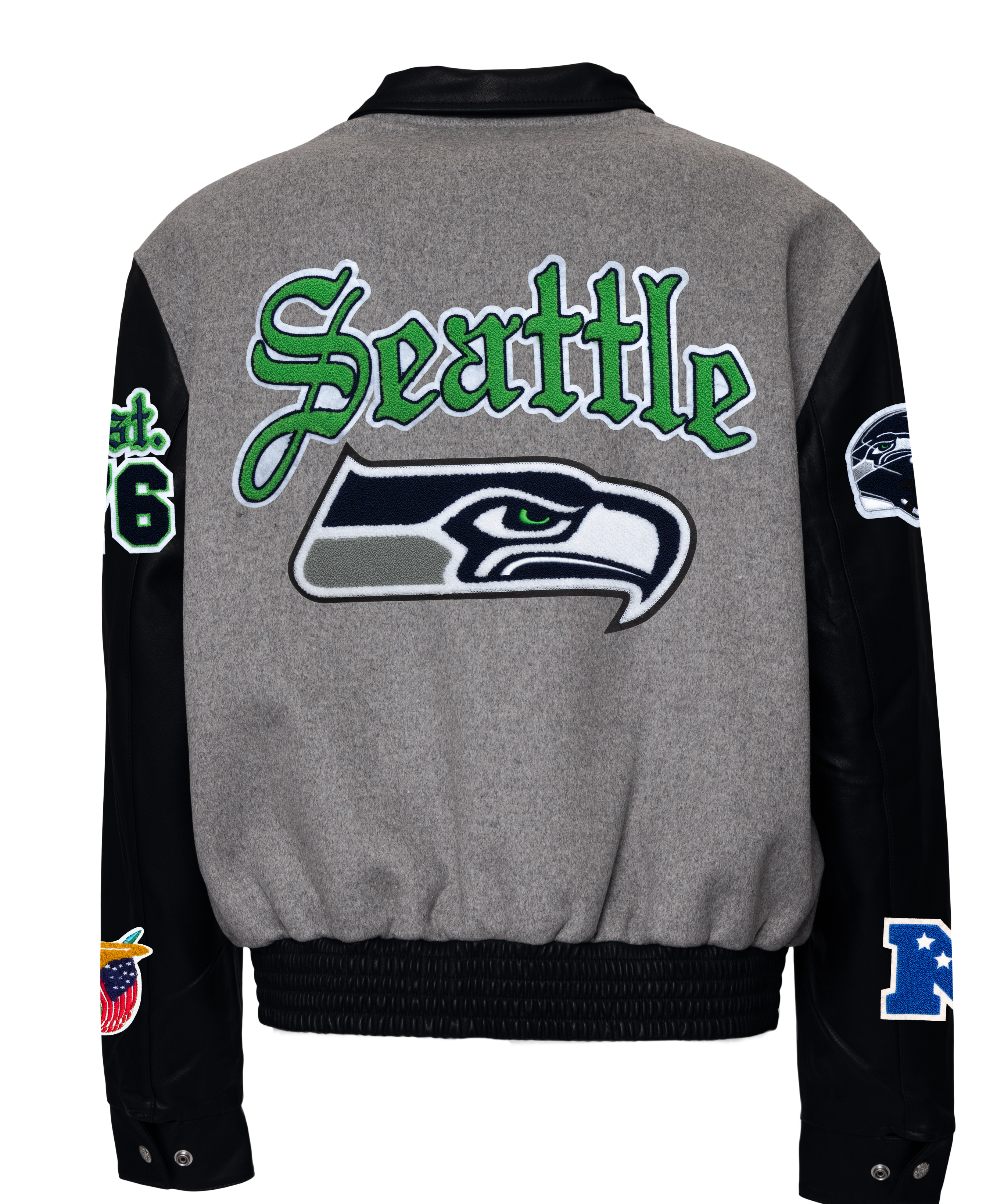 Seattle Seahawks Wool & Leather Old English Varsity Jacket