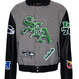 Seattle Seahawks Wool & Leather Old English Varsity Jacket