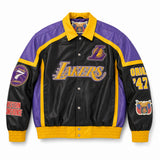 Jeff Hamilton Los Angeles Lakers 8.24 Edition vegan leather jacket, front view