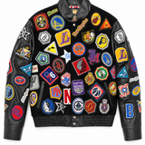 Jeff Hamilton NBA 100-Patch vegan leather jacket, front view, signed and numbered edition of 50