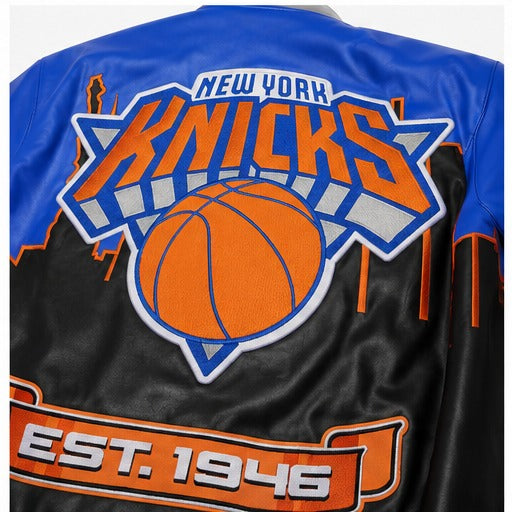 New York Knicks Skyline Vegan Leather Jacket – Jeff Hamilton Shop