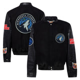 Minnesota Timberwolves Wool & Leather Full-Snap Varsity Jacket AR