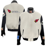 White Arizona Cardinals Wool & Leather Full-Snap Varsity Jacket AR