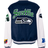 Seattle Seahawks Wool & Leather Old English Varsity Jacket