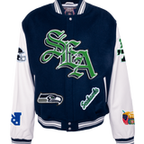 Seattle Seahawks Wool & Leather Old English Varsity Jacket