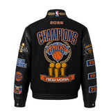 New York Knicks 2026 NBA Champions Wool & Leather Jacket Black