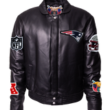 New England Patriots Full Leather Old English Jacket Black