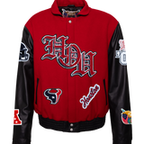Houston Texans Wool & Leather Old English Varsity Jacket