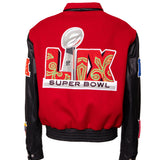 Super Bowl 2025 Wool & Leather Varsity Jacket Red/Black