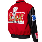 Super Bowl 2025 Wool & Leather Varsity Jacket Red/Black