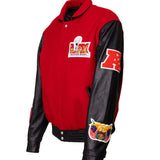 Super Bowl 2025 Wool & Leather Varsity Jacket Red/Black