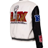 Super Bowl 2025 Wool & Leather Varsity Jacket White/Black
