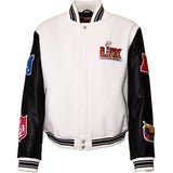 Super Bowl 2025 Wool & Leather Varsity Jacket White/Black
