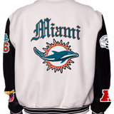 Miami Dolphins Wool & Leather Old English Varsity Jacket