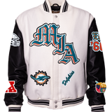 Miami Dolphins Wool & Leather Old English Varsity Jacket