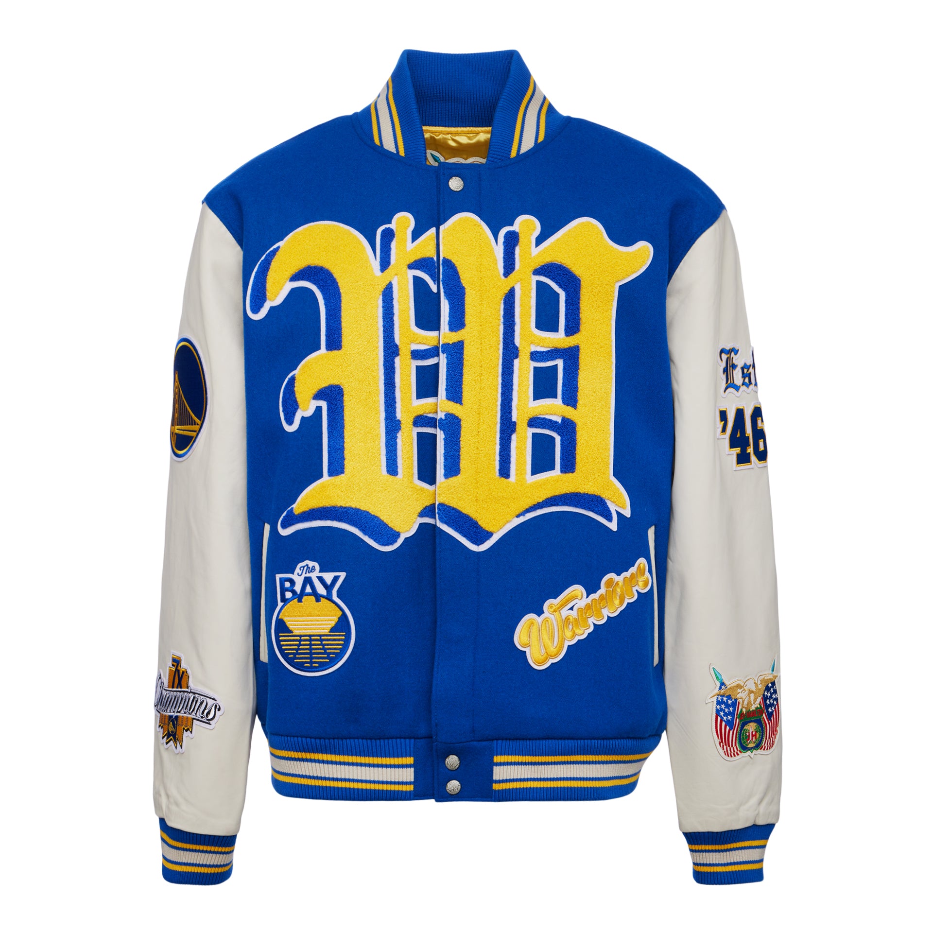 Warriors championship jacket 2024 white and gold