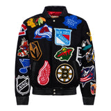 NHL Collage Wool & Leather Jacket Black