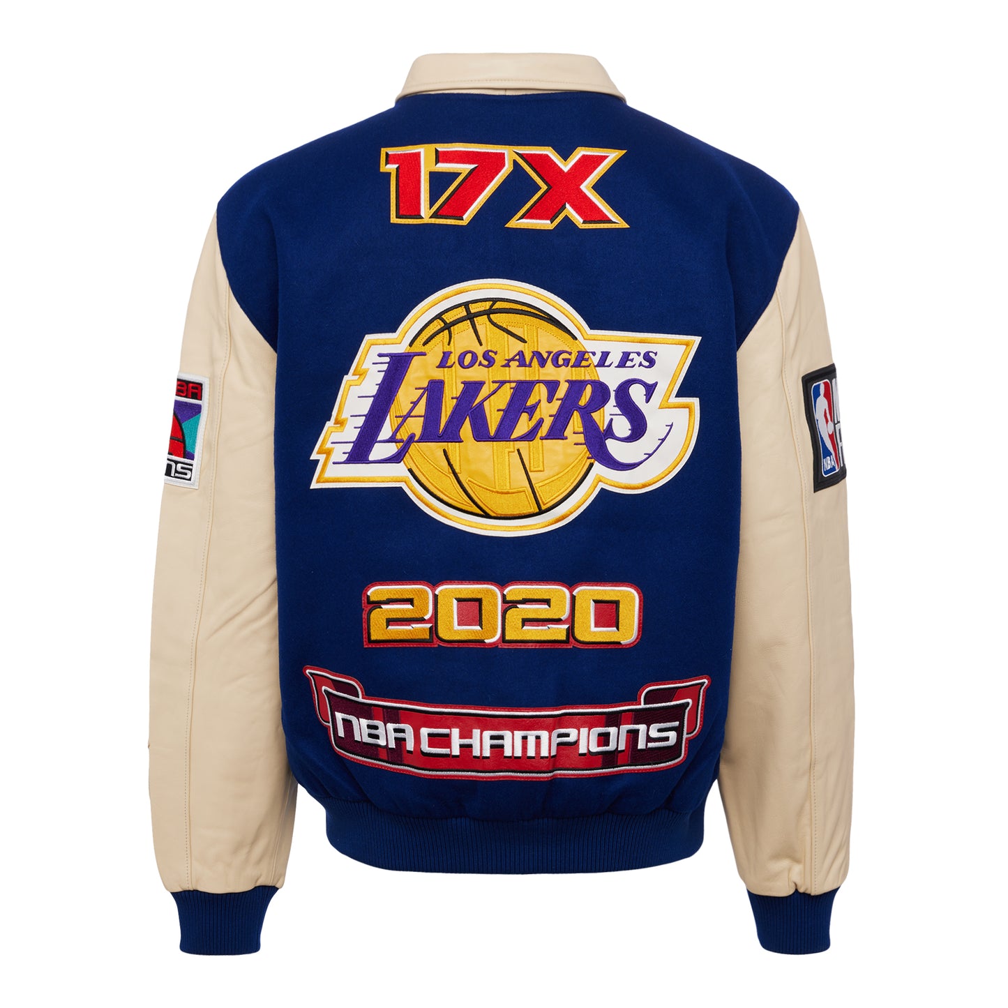 LOS ANGELES LAKERS 2020 CHAMPIONSHIP WOOL & LEATHER JACKET Royal blue