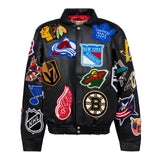 NHL Collage Vegan Leather Jacket Black
