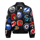 NHL Collage Vegan Leather Jacket Black