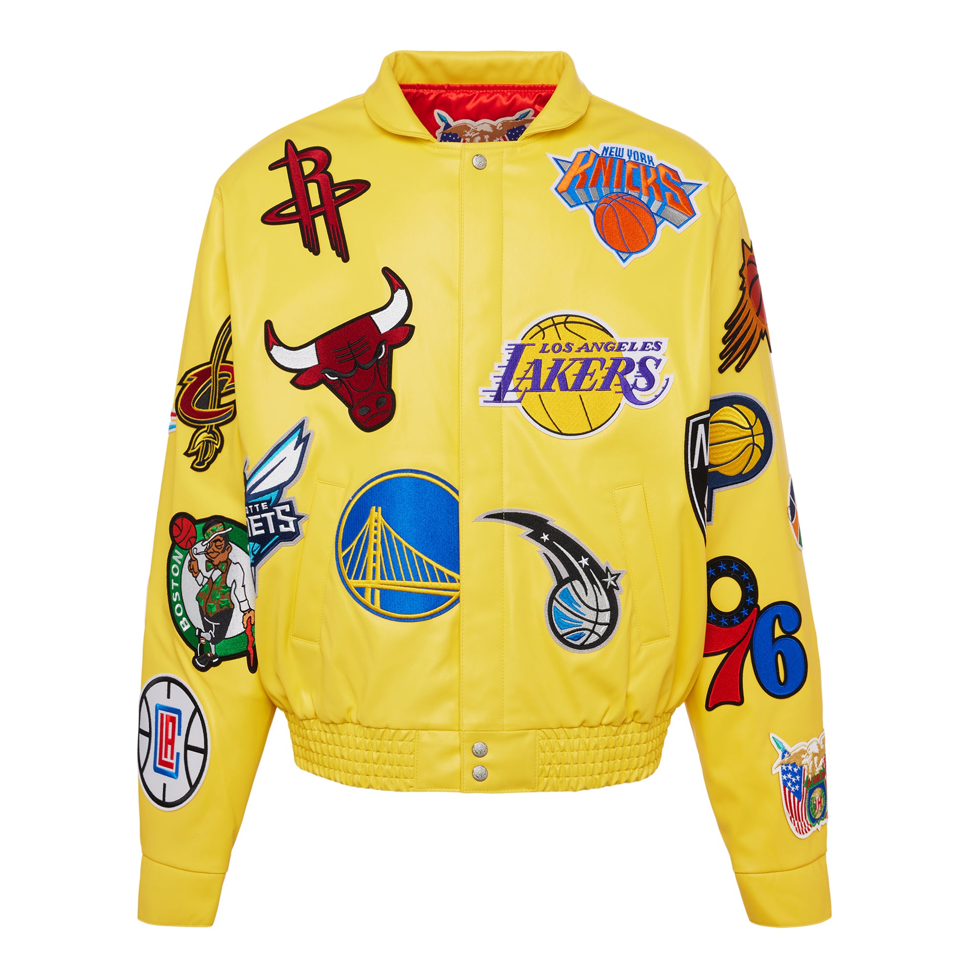 Nba Collage Vegan Leather Jacket Yellow Jeff Hamilton Shop 