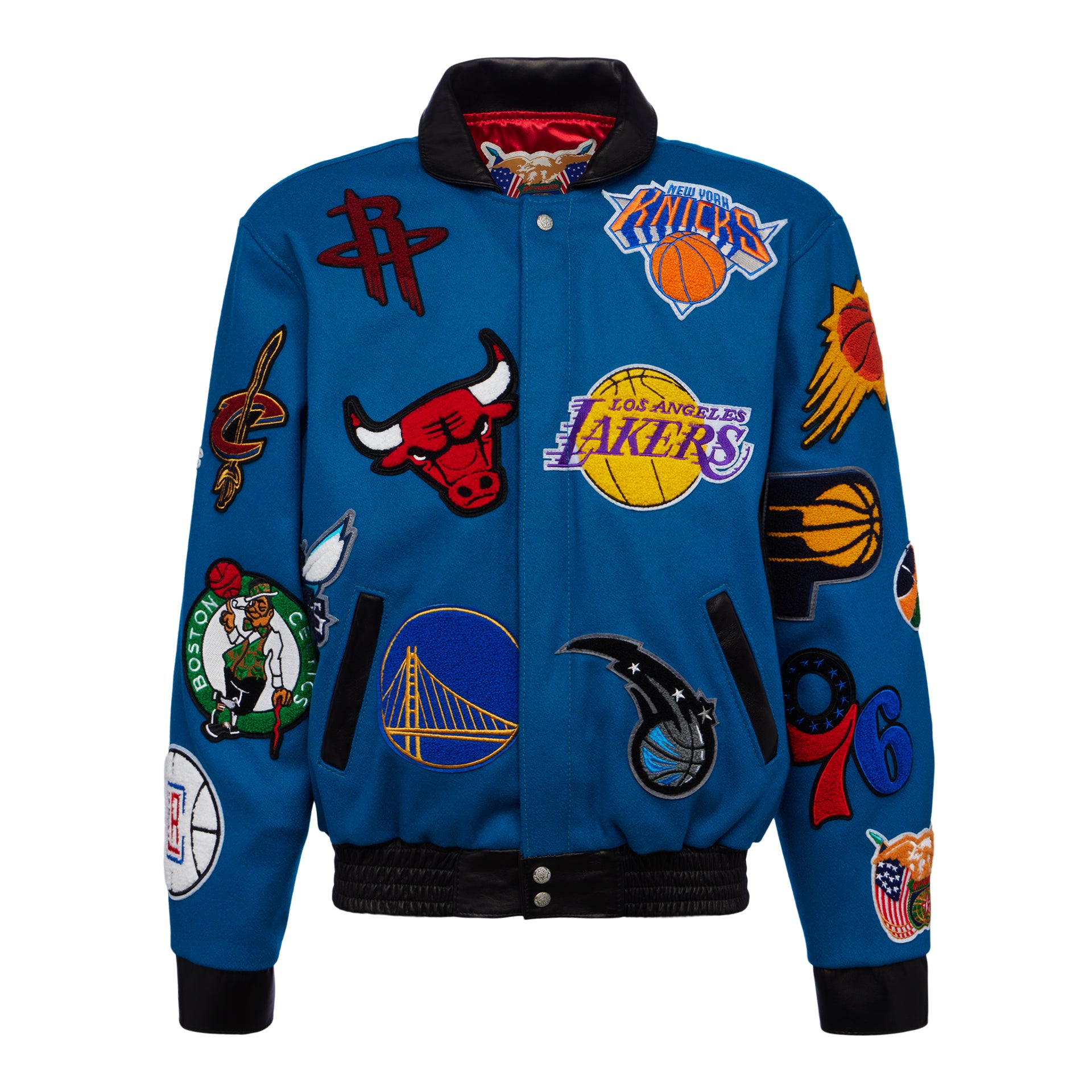 NBA COLLAGE WOOL & LEATHER JACKET Teal – Jeff Hamilton Shop