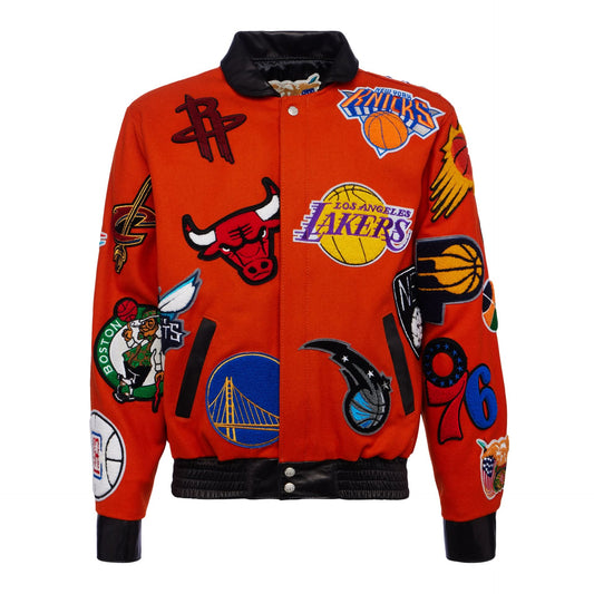 NBA COLLAGE WOOL & LEATHER JACKET Orange