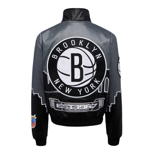 NBA New York Knicks Black Yellow Logo Team Leather Bomber Jacket
