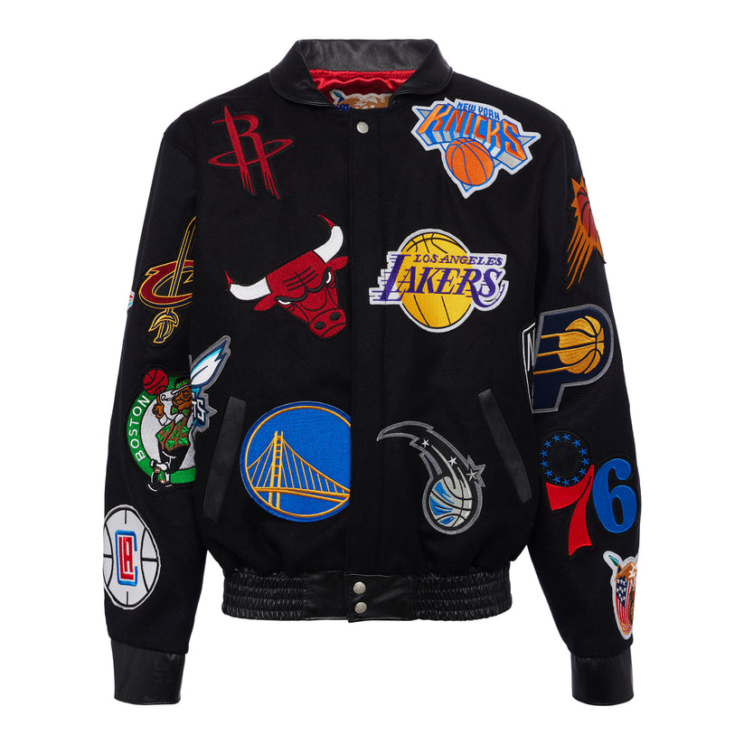 NBA COLLAGE WOOL & LEATHER JACKET Black – Jeff Hamilton Shop