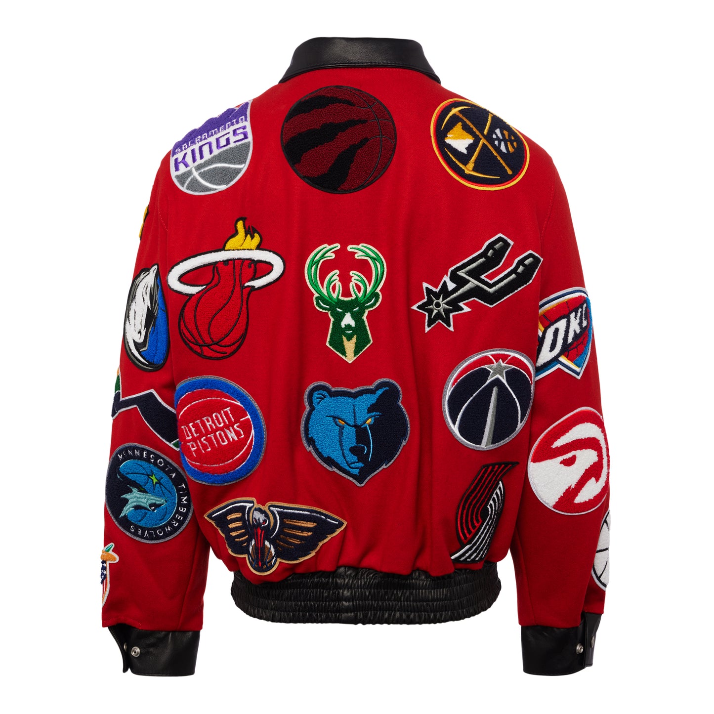 NBA COLLAGE WOOL & LEATHER JACKET Red – Jeff Hamilton Shop