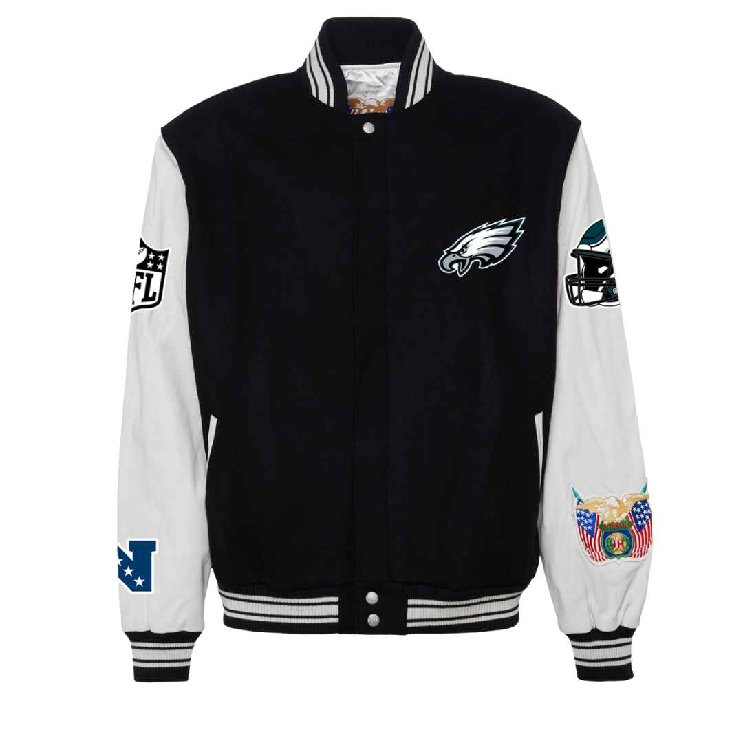 PHILADELPHIA EAGLES WOOL & LEATHER VARSITY JACKET Black/White