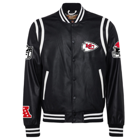 KANSAS CITY CHIEFS VEGAN LEATHER JACKET Black/White