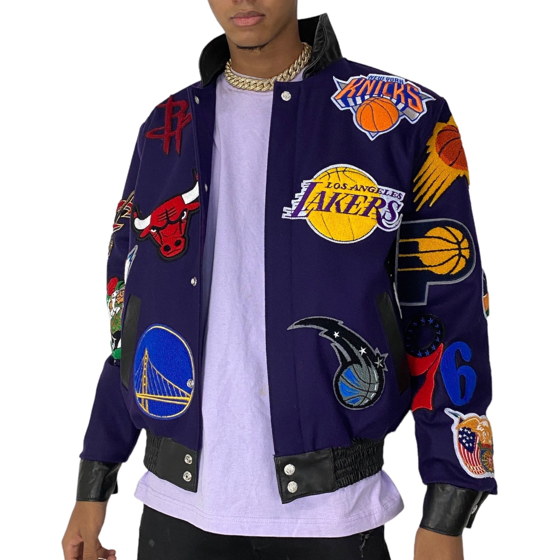 NBA Collage wool bomber jacket