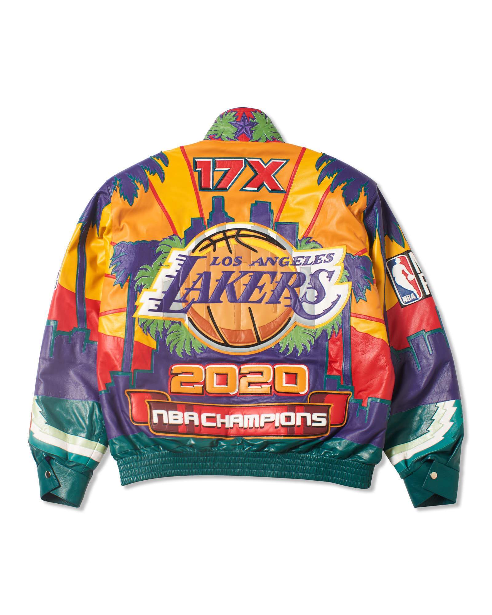 Vintage Jeff Hamilton Los Angeles Lakers Leather Jacket NBA Finals 2001  Size 2XL