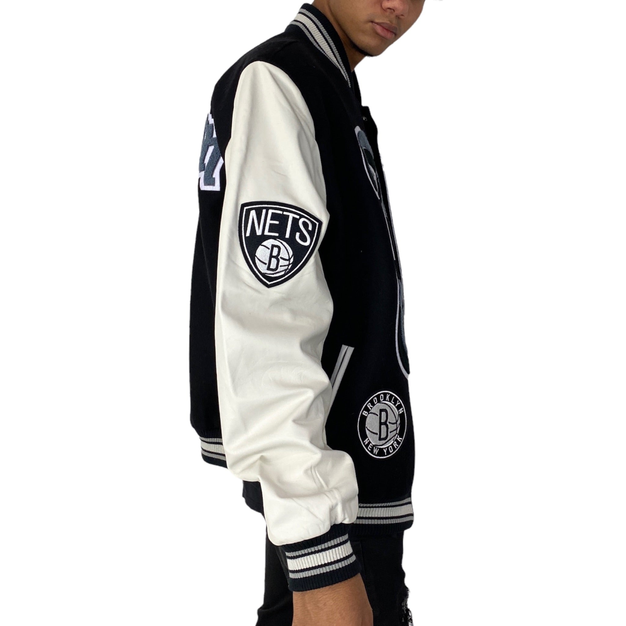 BROOKLYN NETS WOOL LEATHER VARSITY JACKET Jeff Hamilton Shop