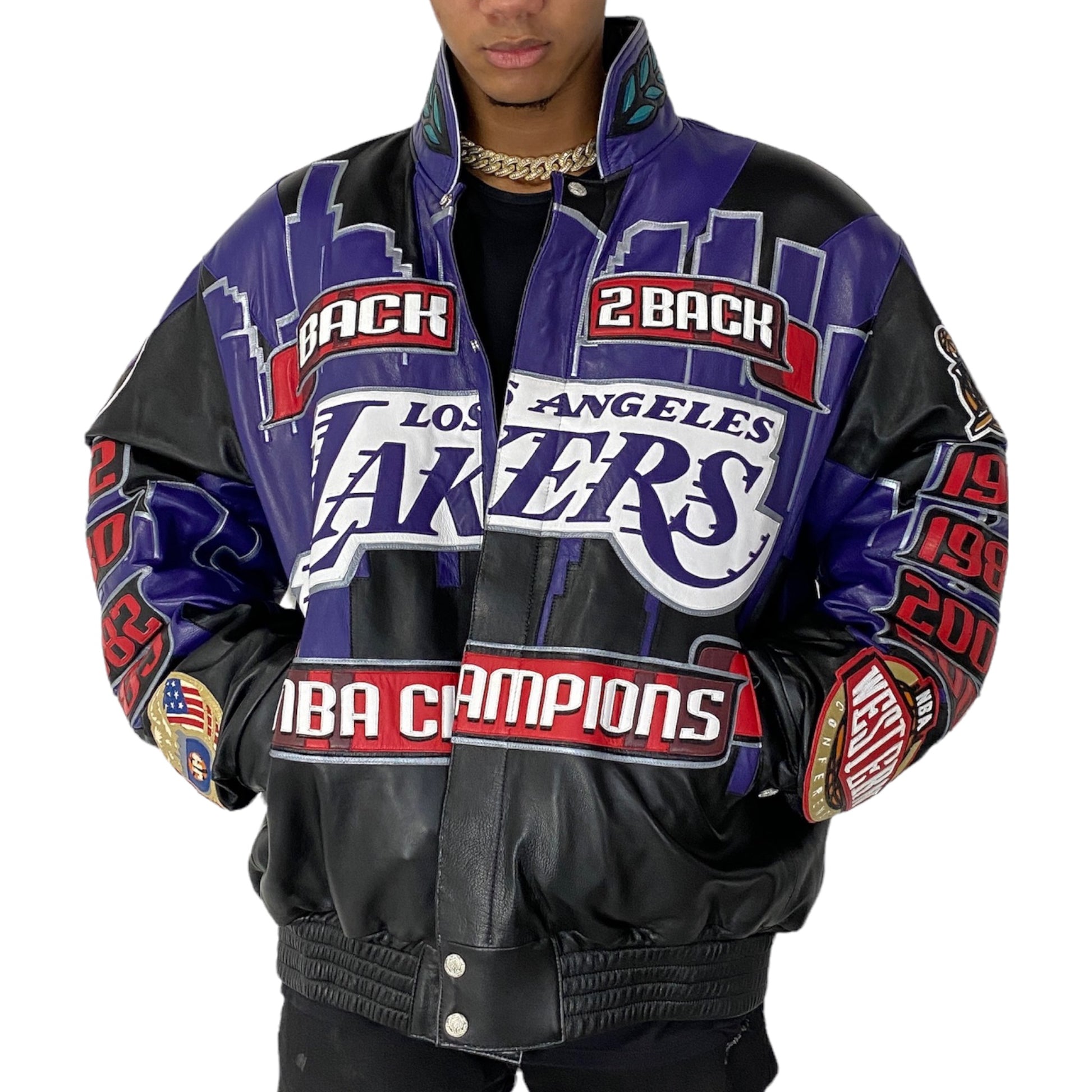 Los Angeles Lakers Three-Peat NBA Champions Leather Jacket