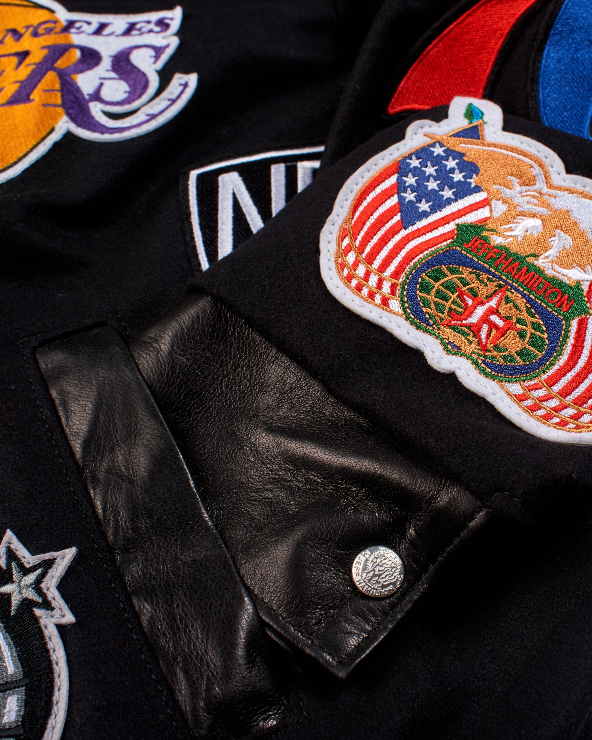 NBA COLLAGE WOOL & LEATHER JACKET Black – Jeff Hamilton Shop