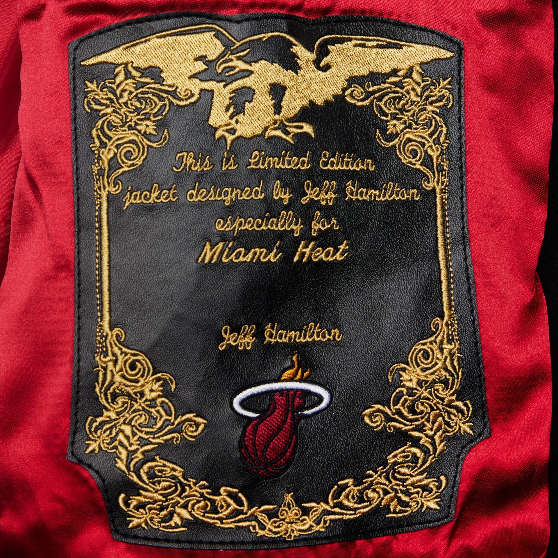Black White Miami Heat Jeff Hamilton Varsity Jacket