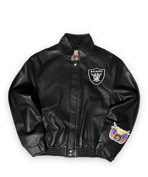 Black Gray Oakland Raiders NFL Leather Jacket