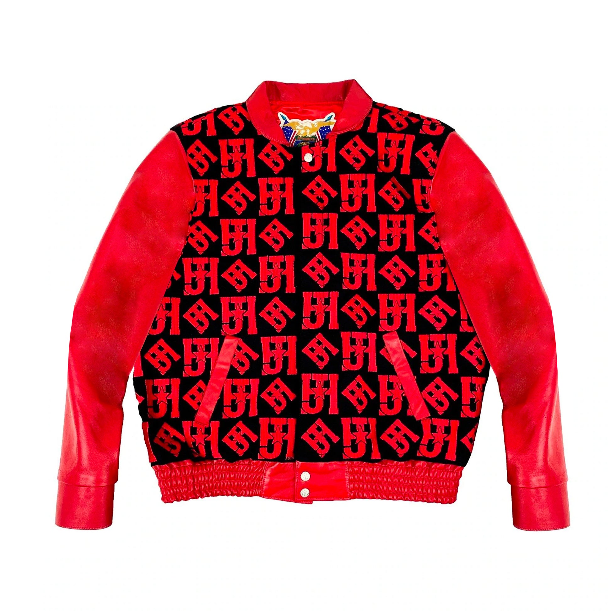 Louis Vuitton Baseball Jacket Dark Red With Patches