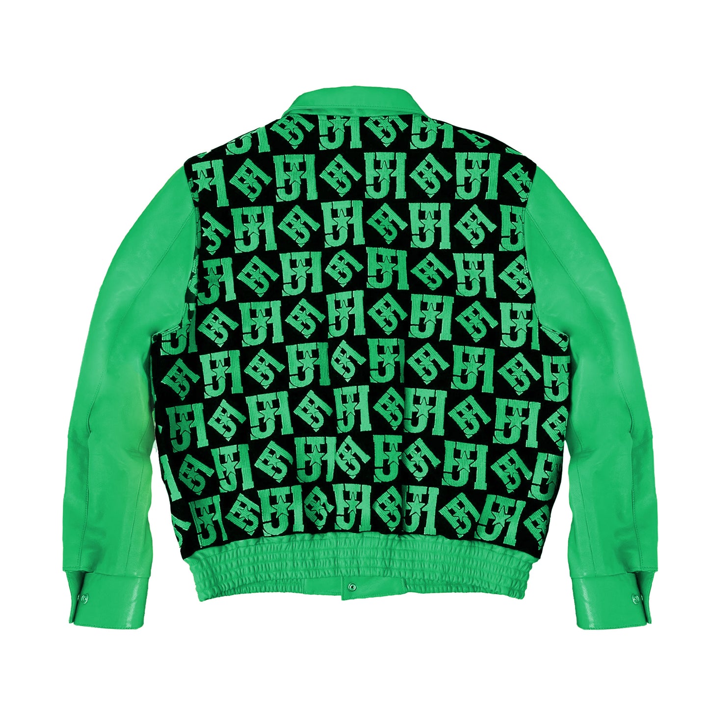 Louis Vuitton green Leather-Wool Varsity Jacket